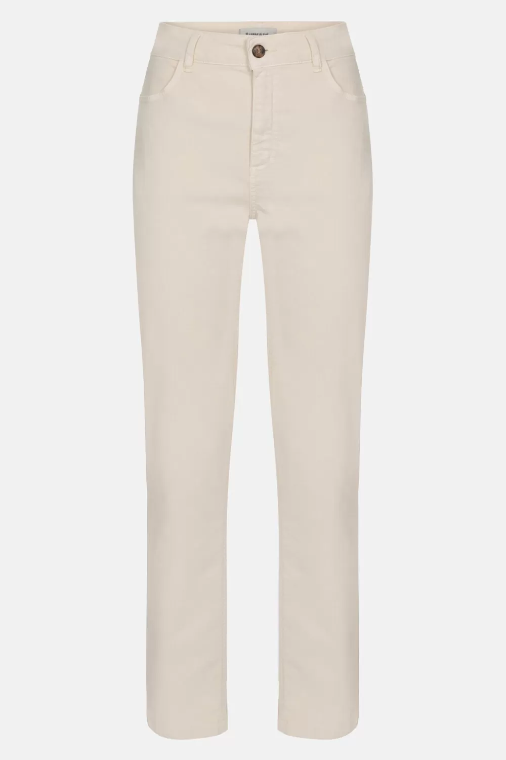 Beige Slim Fit Broek Met Rechte Broekspijpen-Terre Bleue Best Sale