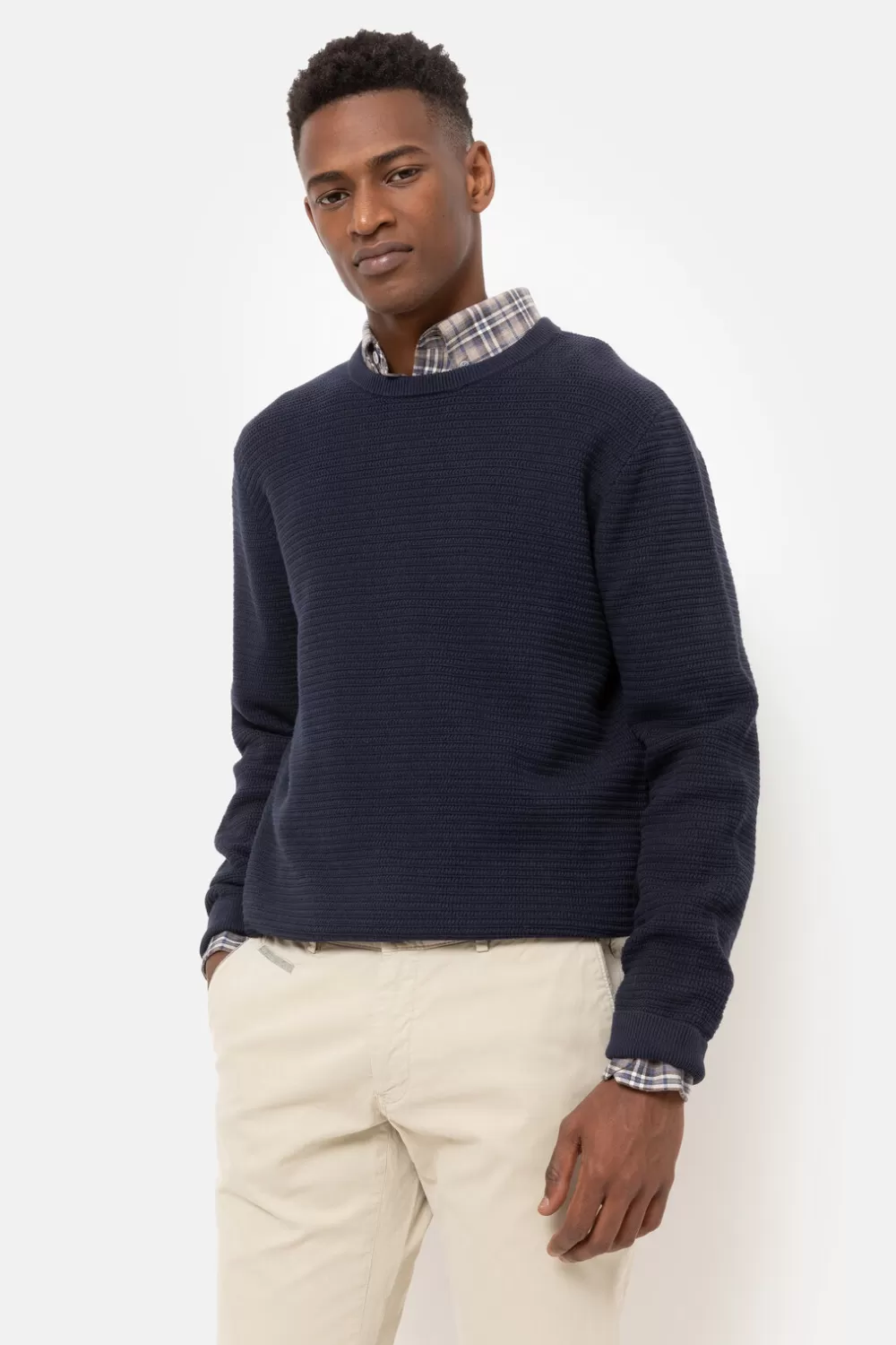 Donker E Sweater Met Jacquard Strepen-Terre Bleue Flash Sale