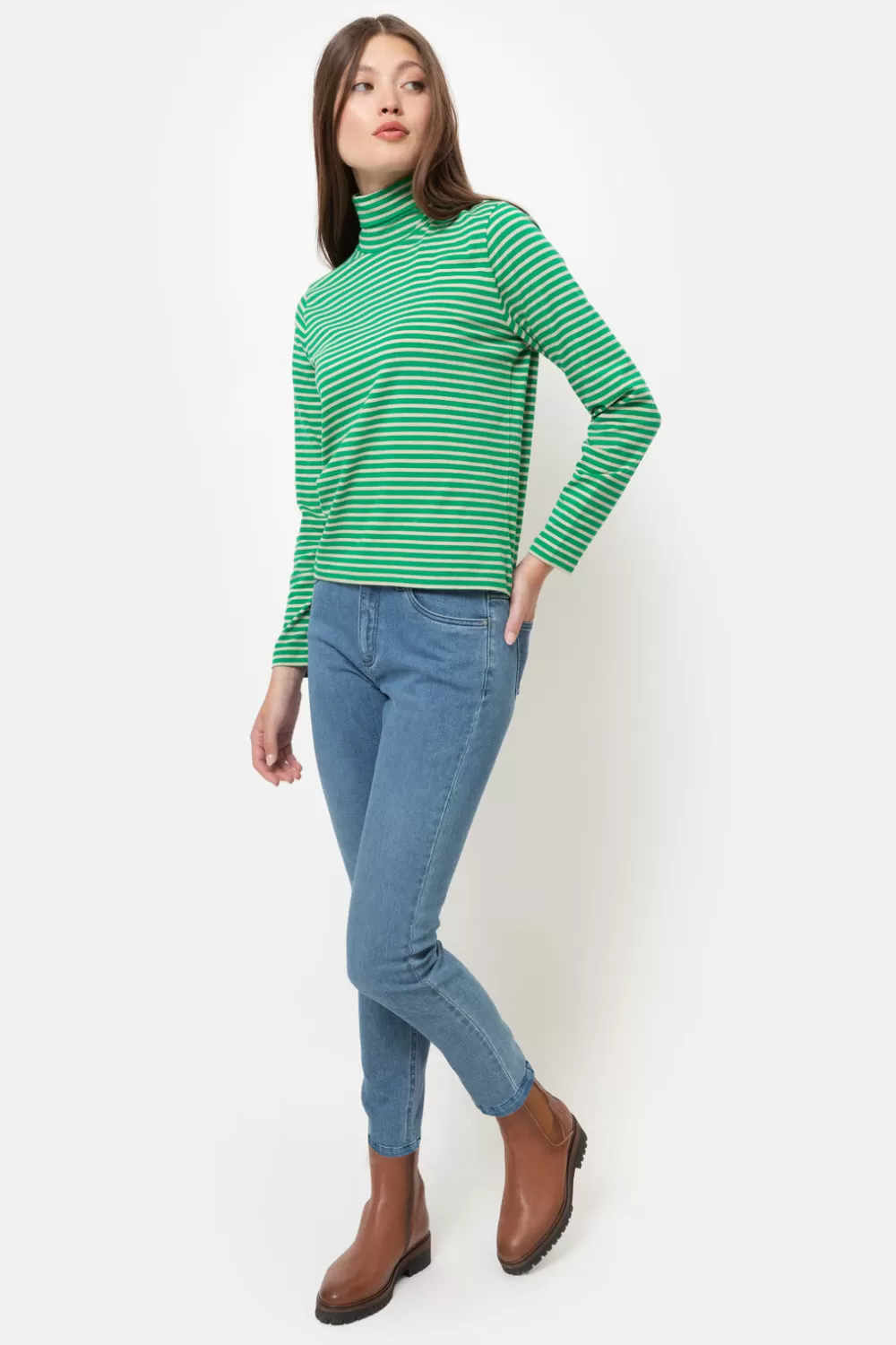 E Cropped Dames Jeans Met Tapered Fit-Terre Bleue Store