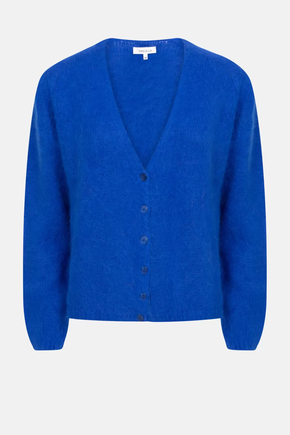 E Harige Cardigan Met V-Hals En Knopen-Terre Bleue Sale