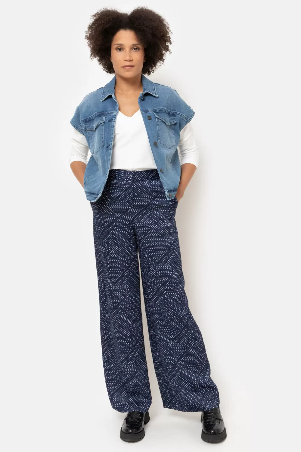 E Loose Fit Broek Met Bolletjesprint-Terre Bleue Best Sale