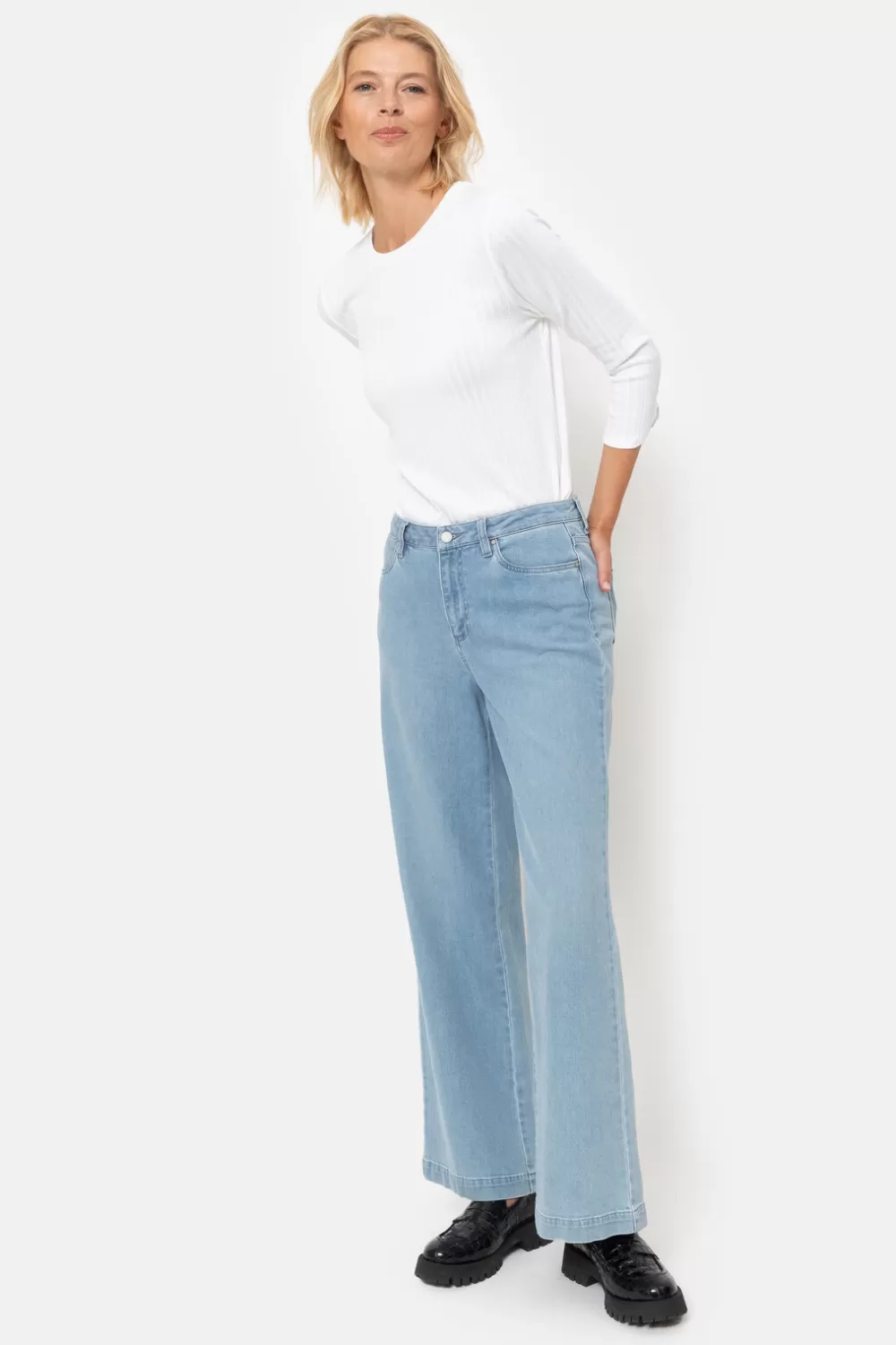 E Loose Fit Jeans Met Hoge Taille-Terre Bleue Clearance