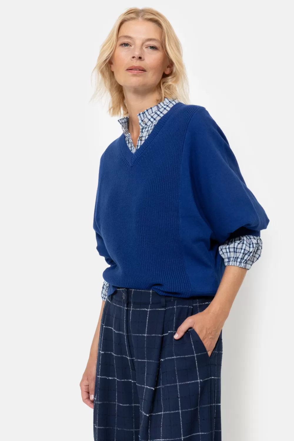 E Pull Met Vleermuismouwen En V-Hals-Terre Bleue Best Sale