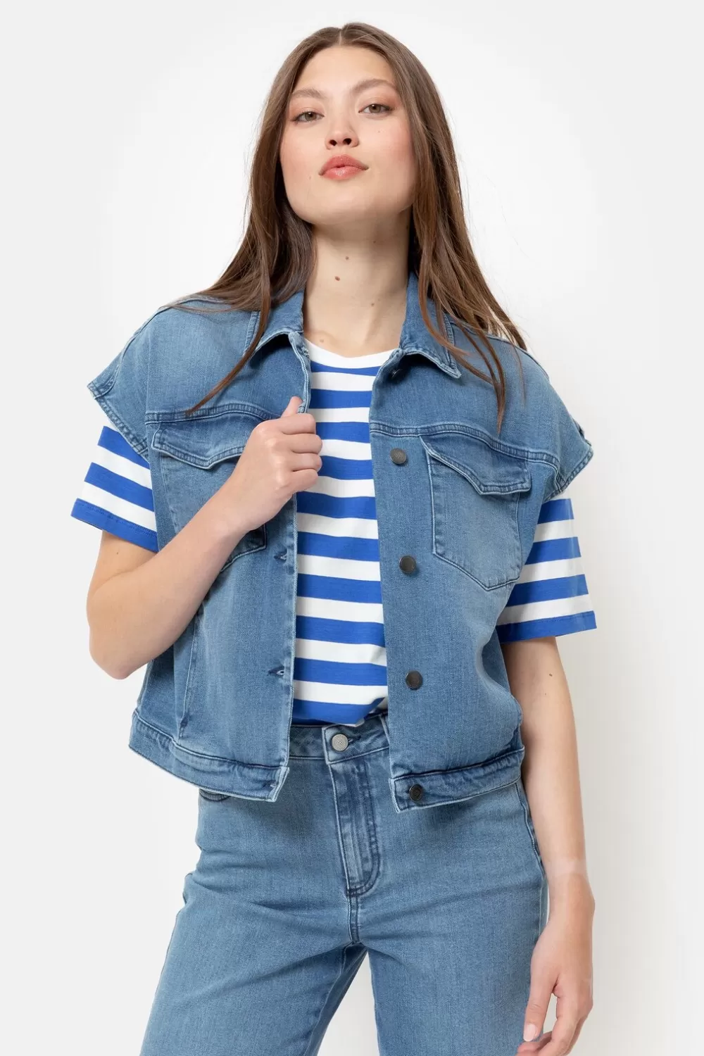 Kort Jeans Jasje Zonder Mouwen-Terre Bleue Flash Sale