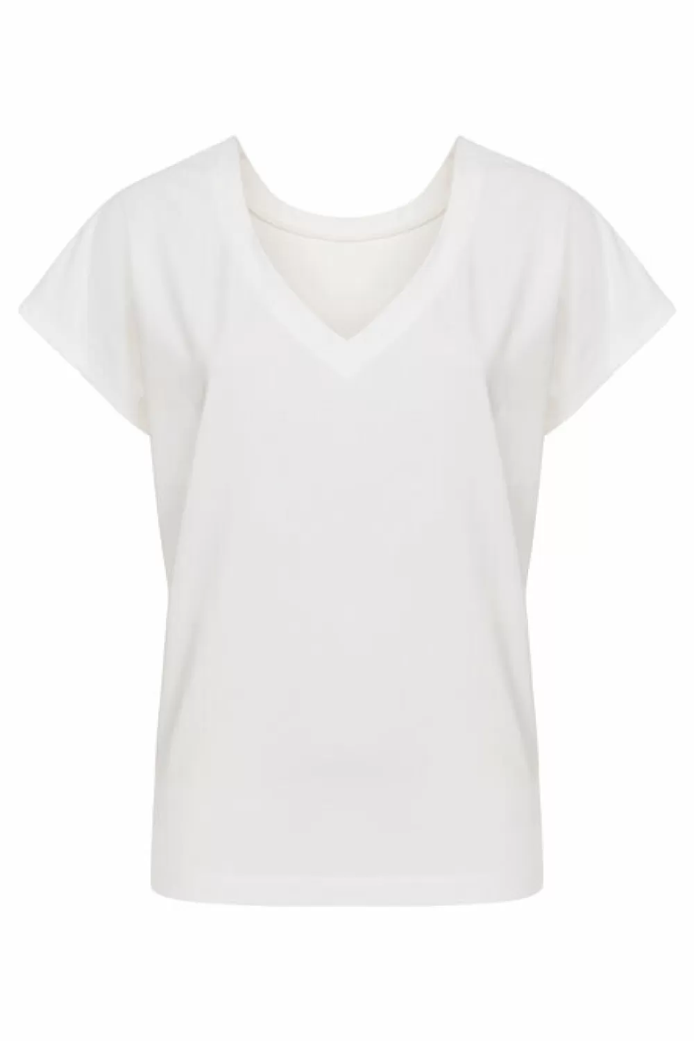 Kort Wit Dames T-Shirt Met Open Rug En Korte Mouw-Terre Bleue Outlet