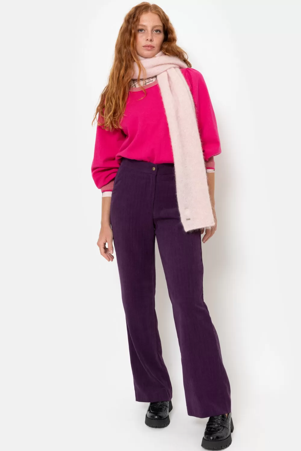 Korte Roze Pull Met Boothals En Pofmouw-Terre Bleue Best Sale