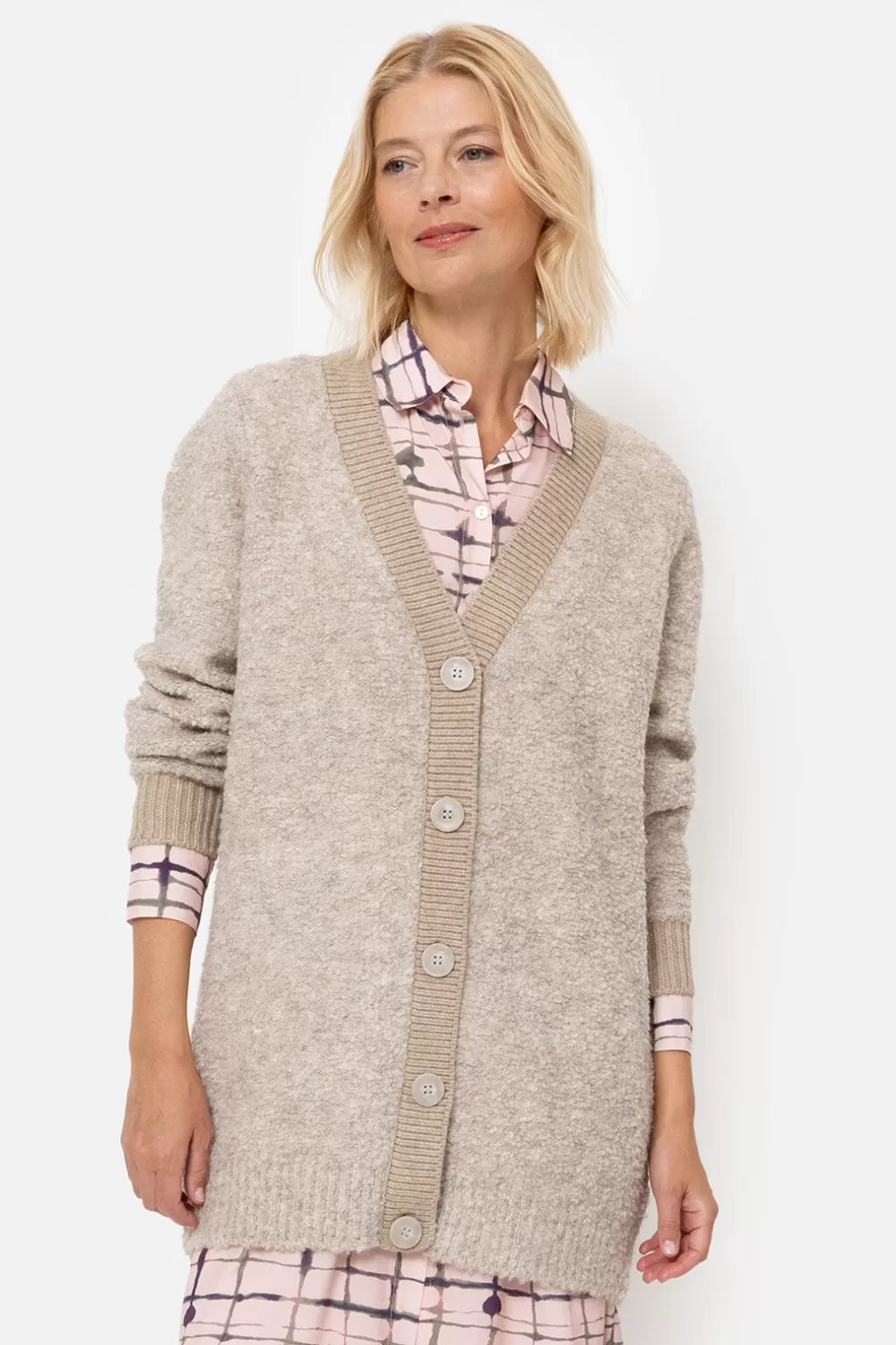 Lange Cardigan Met Knopen En Lange Mouw-Terre Bleue Sale