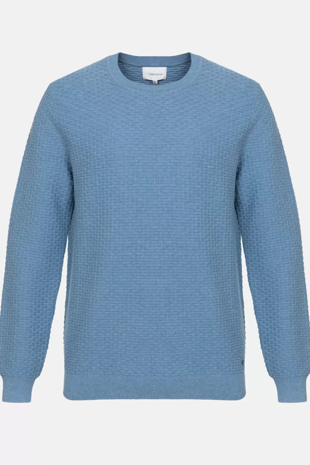 Licht E Gebreide Heren Sweater Met Reliefmotief-Terre Bleue Sale