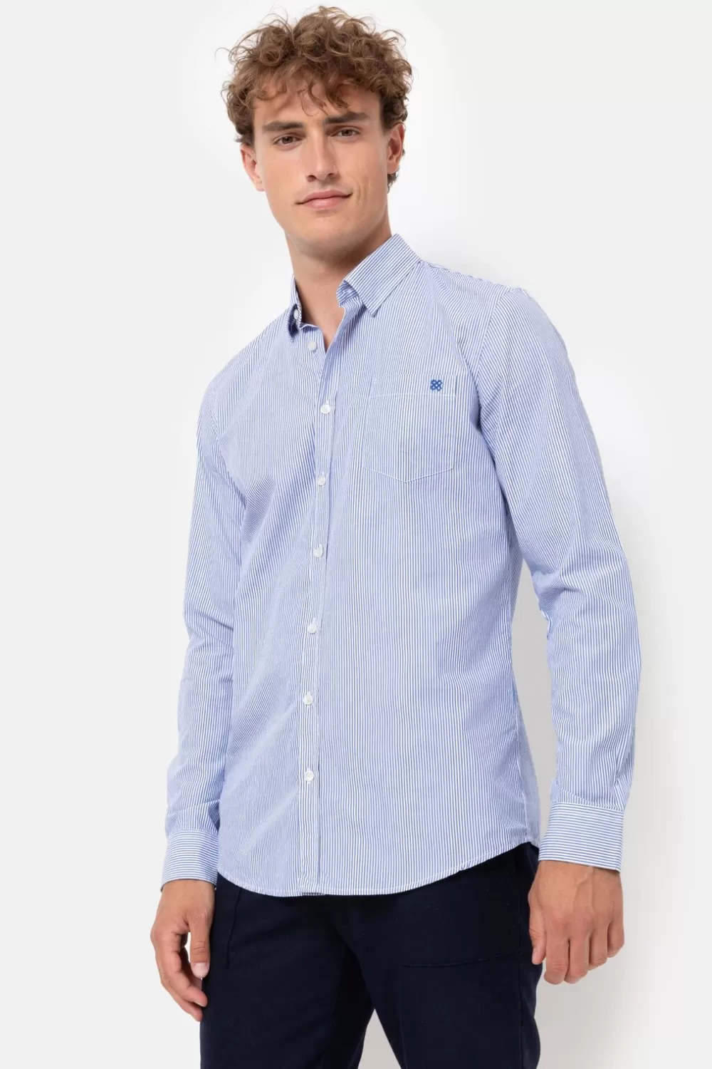 Wit Gestreept Mannenhemd Met Slim Fit-Terre Bleue Sale