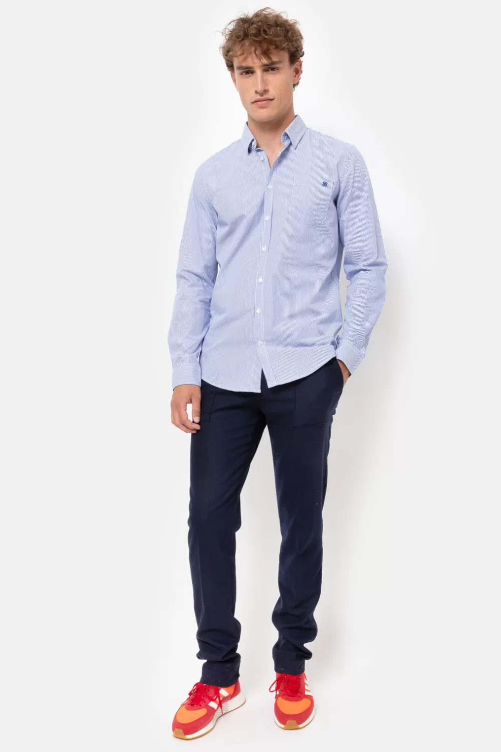 Wit Gestreept Mannenhemd Met Slim Fit-Terre Bleue Sale