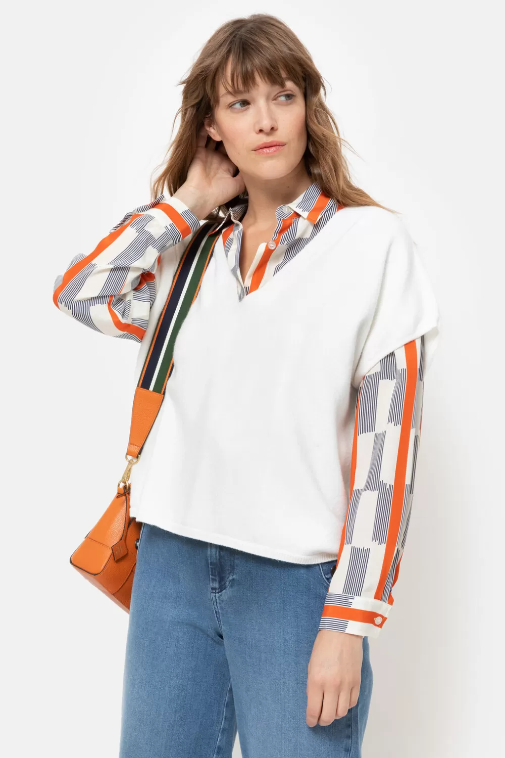 Witte Oversized Debardeur Met Diepe V-Hals-Terre Bleue Outlet